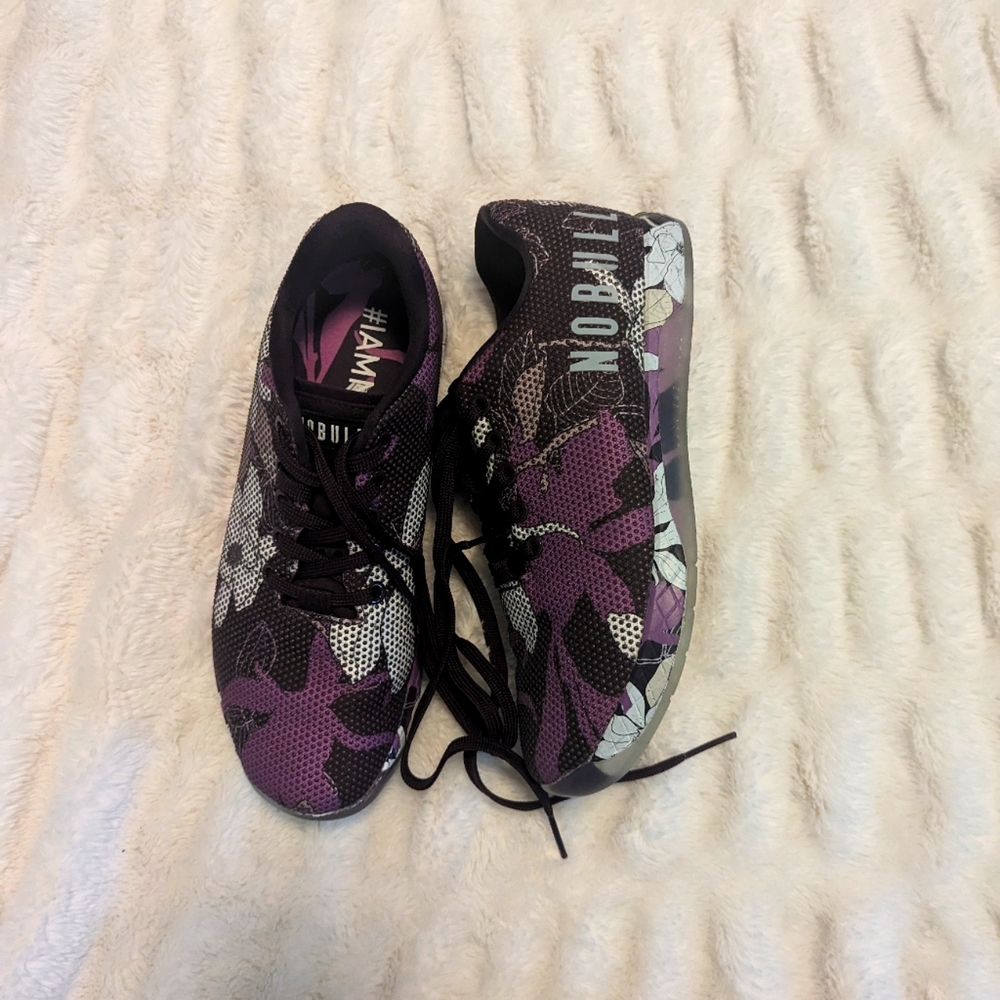 NoBull Women's 8.5 Purple/Magnolia Floral Outwork / Trainer Sneakers - Like New